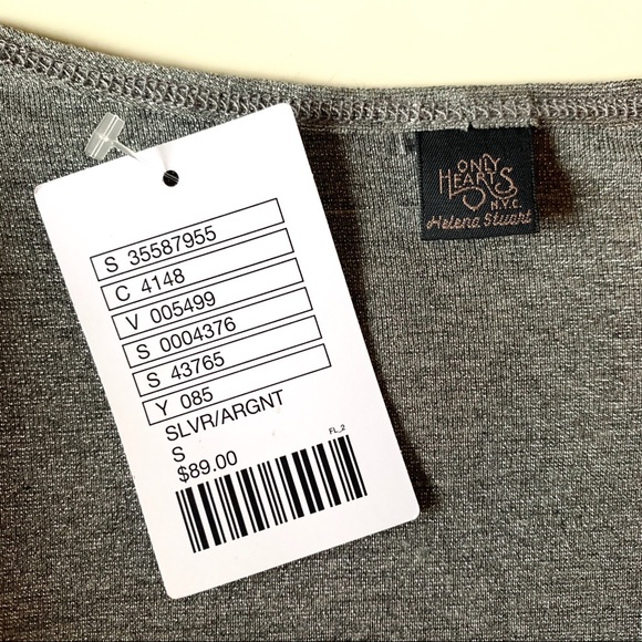 ONLY HEARTS ANTHROPOLOGIE Tank top Metallic gray Small Longline Lace detailing - Picture 6 of 8